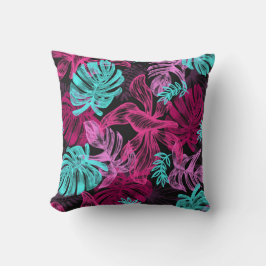 Cojín Decorativo Hojas de palmera tropicales fluorescentes