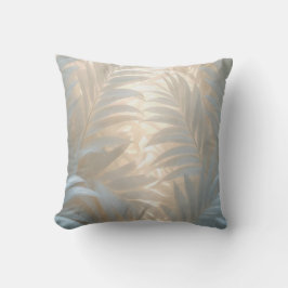 Cojín Decorativo Hojas de palmeras blancas acuarela bañándose en lu