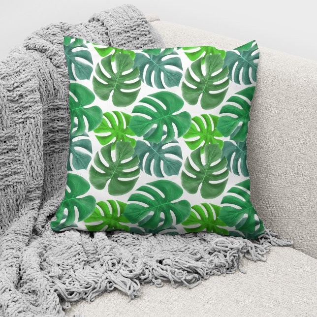 Cojín Decorativo Hojas de palmeras botánicas verdes modernas (Subido por el creador)