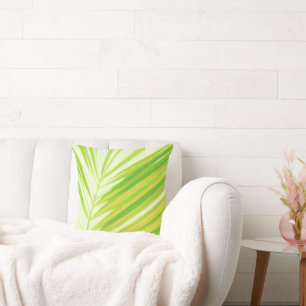 Cojín Decorativo Hojas de palmeras verdes pálidas pasteles