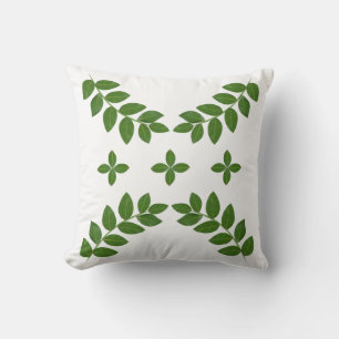 Cojín Decorativo Hojas de planta verde elegante en blanco
