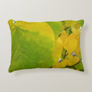 Cojín Decorativo Hojas de Redbud amarillas y verdes