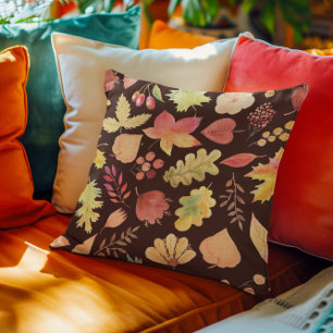 Cojín Decorativo Hojas de terracota caen calabaza