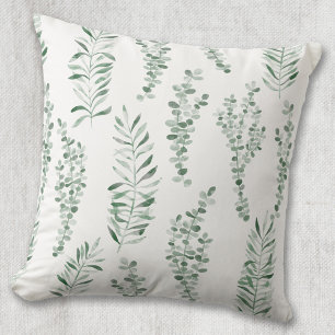 Cojín Decorativo Hojas de vegetación de acuarela botánica