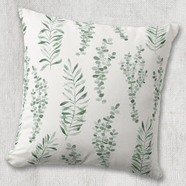 Cojín Decorativo Hojas de vegetación de acuarela botánica