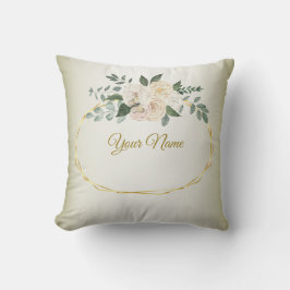Cojín Decorativo Hojas de Verdor Nupcial Floral Rosa Geométrico Dor