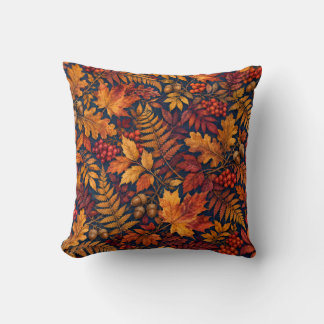 Cojín Decorativo Hojas doradas de otoño, bellotas y bayas de serbal
