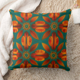 Cojín Decorativo Hojas doradas rojas naranjas turquesas verdes esti