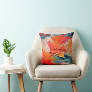 Cojín Decorativo Hojas En El Viento – Movimiento Otoñal Abstracto
