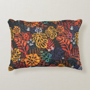 Cojín Decorativo Hojas exóticas sobre el denim, impresión perfecta.