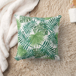Cojín Decorativo Hojas florales de acuarela tropical