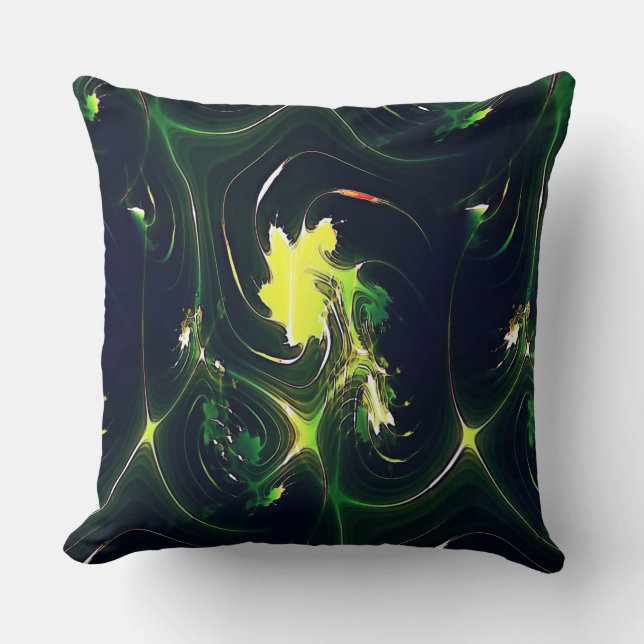 Cojín Decorativo Hojas metálicas abstractas con trazas llamativas,  (Anverso)