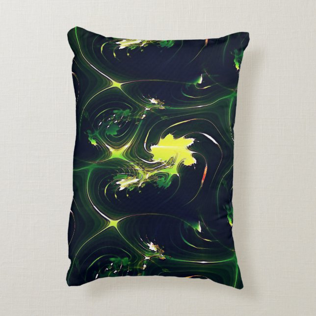 Cojín Decorativo Hojas metálicas abstractas con trazas llamativas,  (Atrás (Vertical))