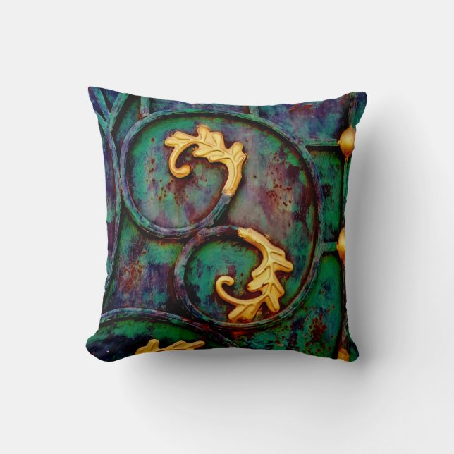 Cojín Decorativo Hojas metalizado (Anverso)