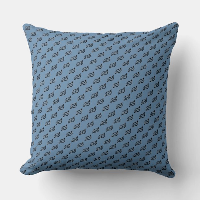 Cojín Decorativo Hojas negras en azul (Anverso)