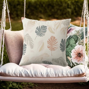 Cojín Decorativo Hojas Neutrales de Beige Boho