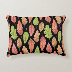 Cojín Decorativo Hojas otoñales de acuarela: patrón sin soldadura
