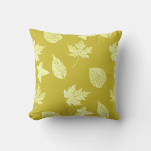 Cojín Decorativo Hojas otoñales - mostaza y amarillo claro