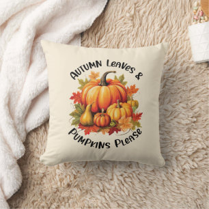 Cojín Decorativo Hojas otoñales y calabazas por favor - Caída capri