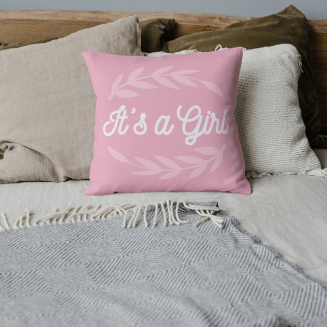 Cojín Decorativo Hojas rosadas pasteles - Es un Chica (Subido por el creador)