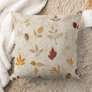Cojín Decorativo Hojas rústicas de color marrón amarillento con amb