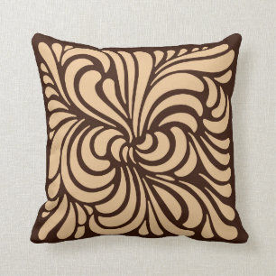 Cojín Decorativo Hojas Stylized Nouveau del arte, moreno y Brown