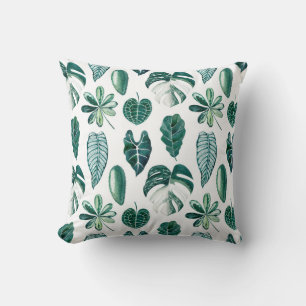 Cojín Decorativo Hojas tropicales acuarela patrón transparente con