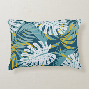 Cojín Decorativo Hojas tropicales coloridas, patrón abstracto origi