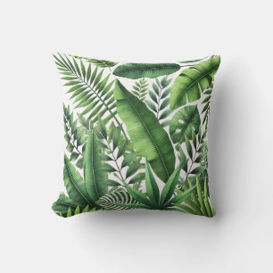 Cojín Decorativo Hojas tropicales con frondosas botánicas verdes