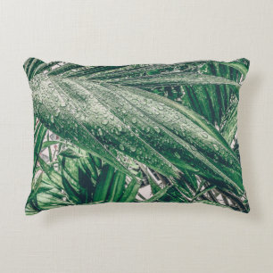 Cojín Decorativo Hojas tropicales con gotas de lluvia