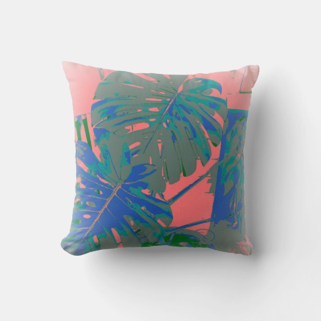 Cojín Decorativo Hojas tropicales de Monstera (Anverso)