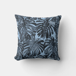 Cojín Decorativo Hojas tropicales de palma azul gris