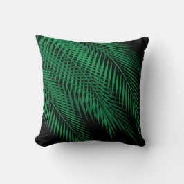 Cojín Decorativo Hojas tropicales de palmeras en el cielo oscuro