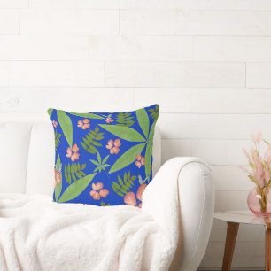 Cojín Decorativo Hojas tropicales en azul