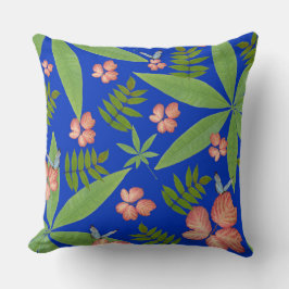 Cojín Decorativo Hojas tropicales en azul