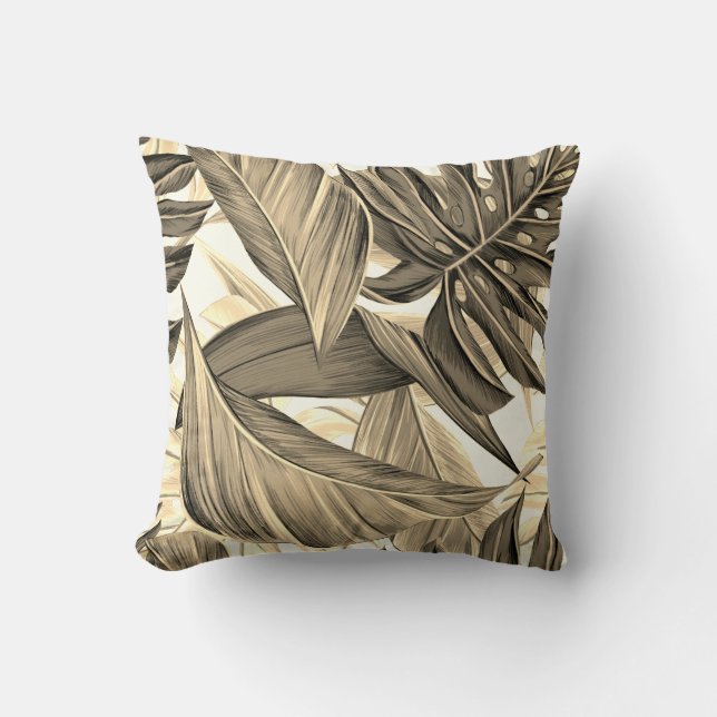 Cojín Decorativo Hojas tropicales, exóticas (Anverso)