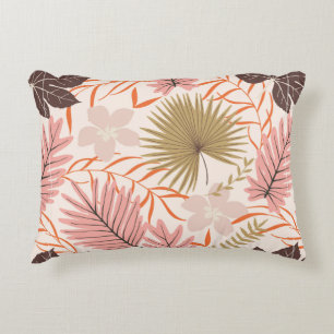 Cojín Decorativo Hojas tropicales exóticas de vintage dibujadas a m