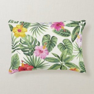 Cojín Decorativo Hojas tropicales, flores, patrón de cosecha ininte