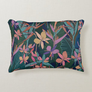 Cojín Decorativo Hojas tropicales, flores: vintage alineado.