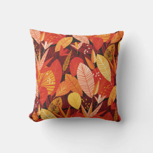 Cojín Decorativo Hojas Tropicales: Foliage geométrico colorido.