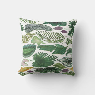 Cojín Decorativo Hojas tropicales: fondo transparente de acuarela