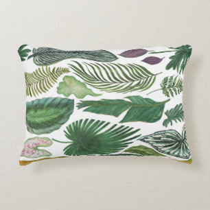 Cojín Decorativo Hojas tropicales: fondo transparente de acuarela