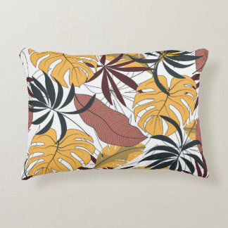 Cojín Decorativo Hojas tropicales: fondo vibrante sin costura.