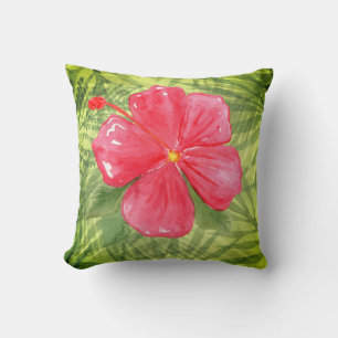 Cojín Decorativo Hojas Tropicales & Hibisco