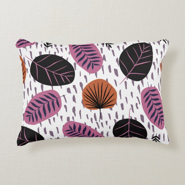 Cojín Decorativo Hojas tropicales, modelo moderno y sin costura. (Anverso)