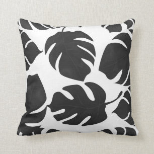 Cojín Decorativo Hojas Tropicales Negras Botánico Glam Verano