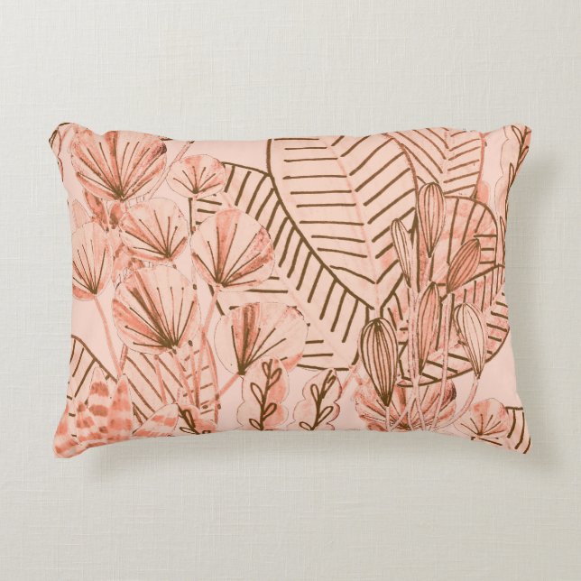 Cojín Decorativo Hojas Tropicales: Patrón Creativo Dibujado A Mano. (Anverso)