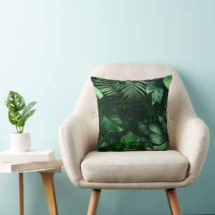 Cojín Decorativo Hojas tropicales verdes exuberantes