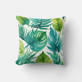 Cojín Decorativo Hojas tropicales verdes verde azuladas hojas de pa