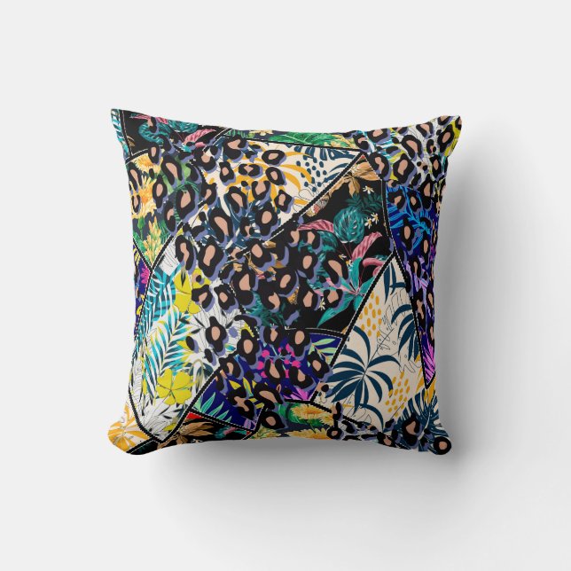 Cojín Decorativo Hojas tropicales y patrón de hojas (Anverso)